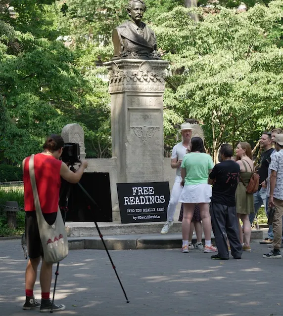 World Famous Artist’s PopUp In The Park “Free Readings — Who You Really Are” — New Yorkers Lining…