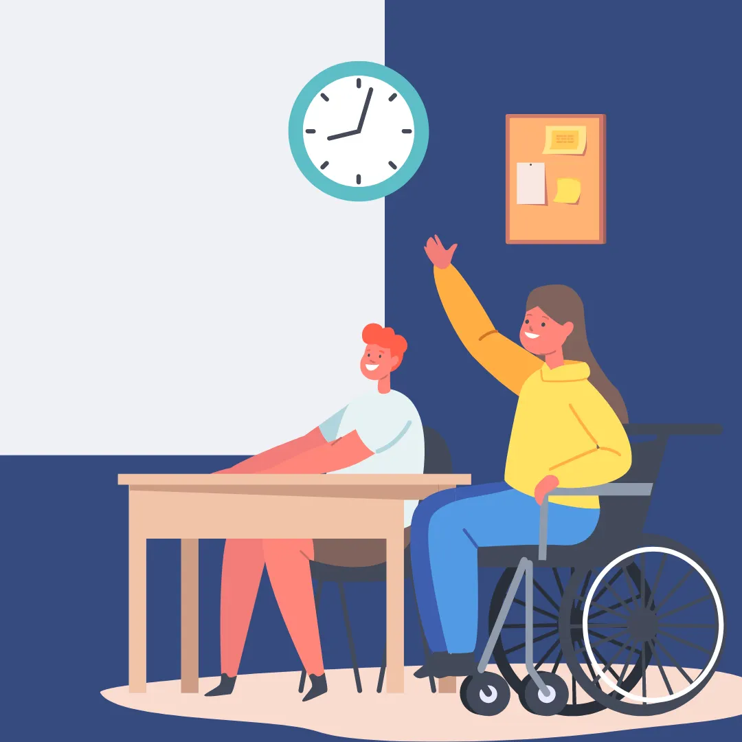 Picture of Special Needs child in Class.