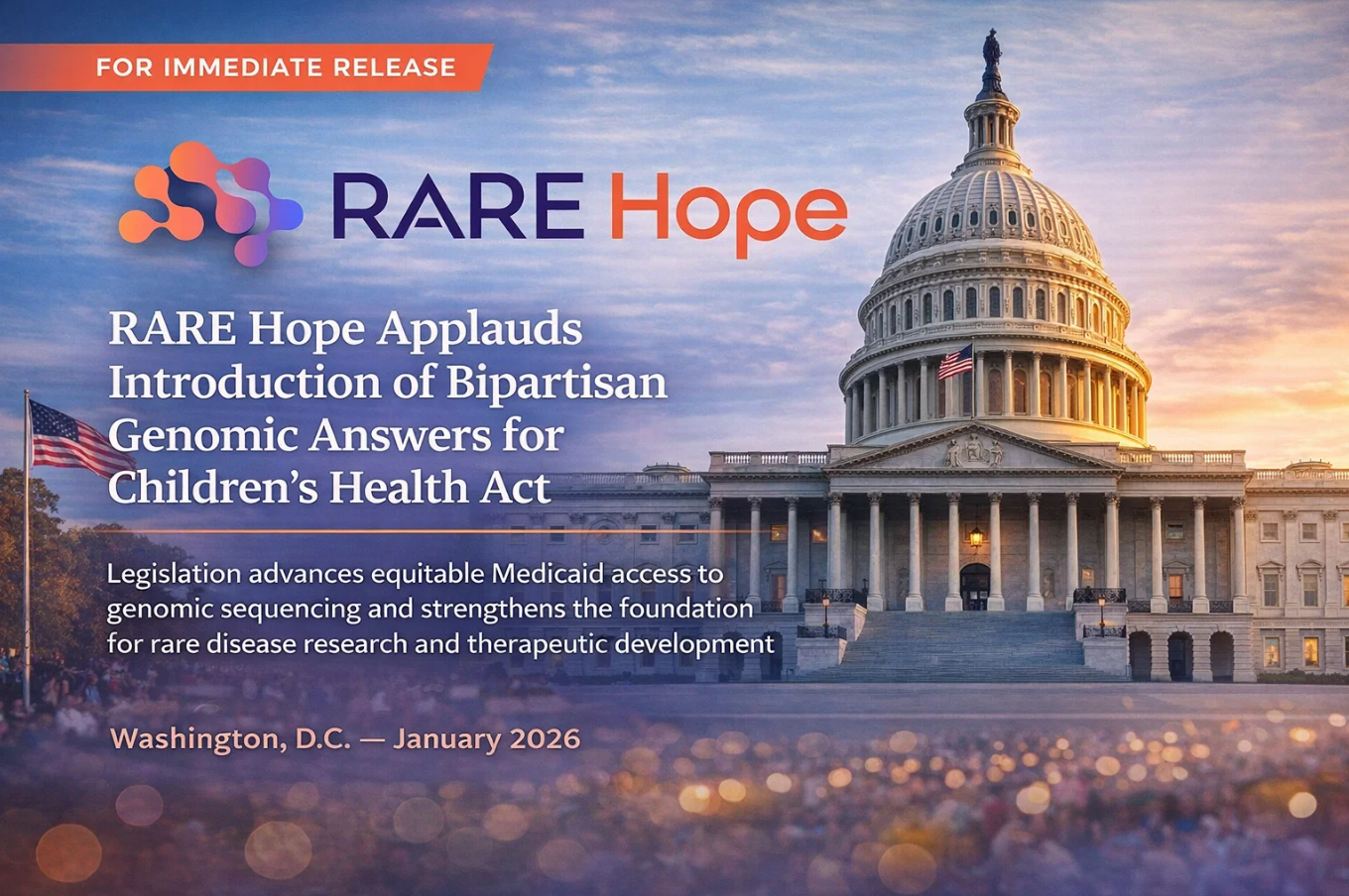 RARE Hope Applauds Introduction of Bipartisan Genomic Answers for Children’s Health Act