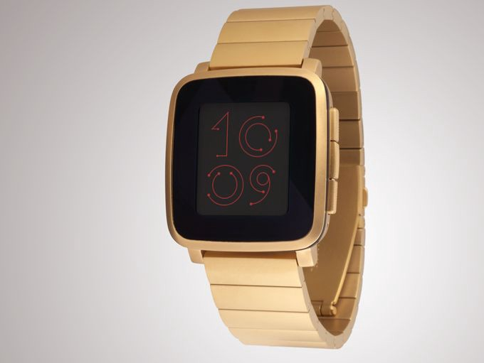 Pebble time steel discount gold