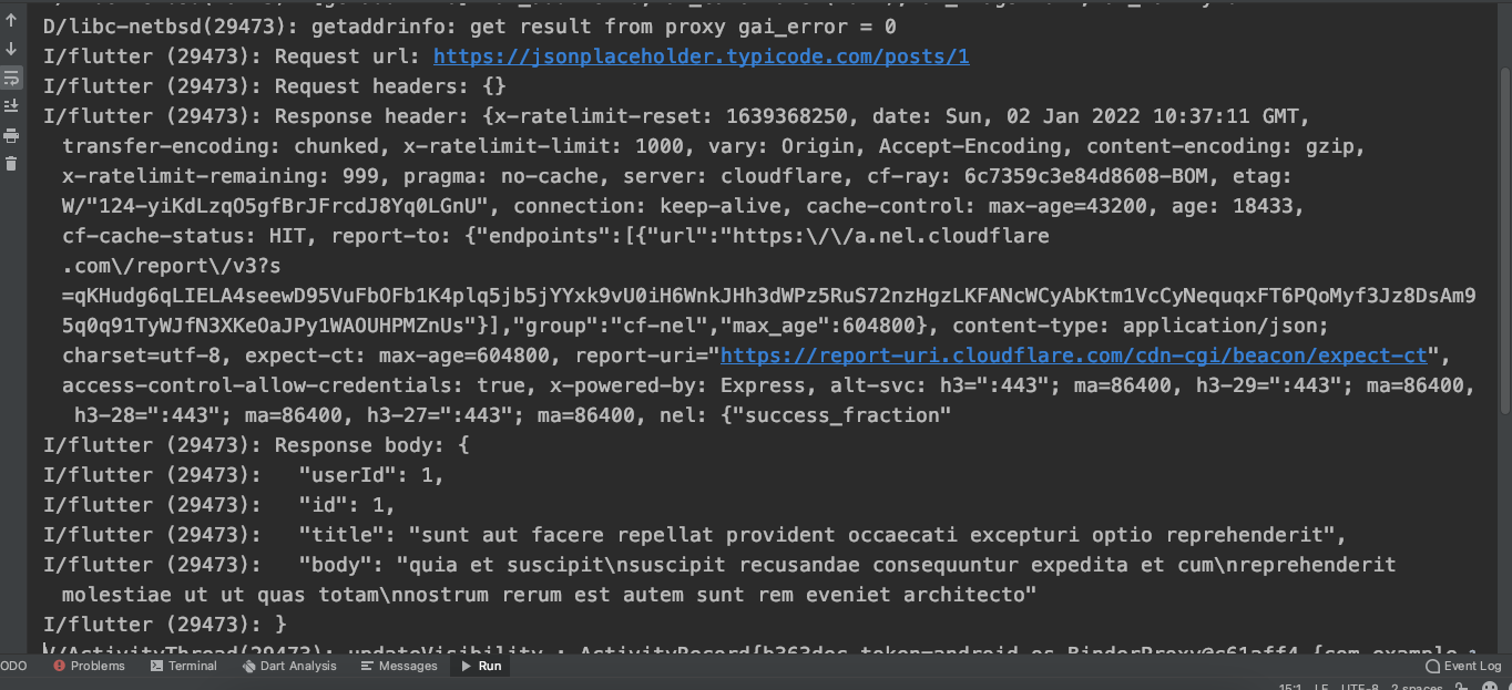 HTTP Network Request Logging with HTTP Library in FLutter
