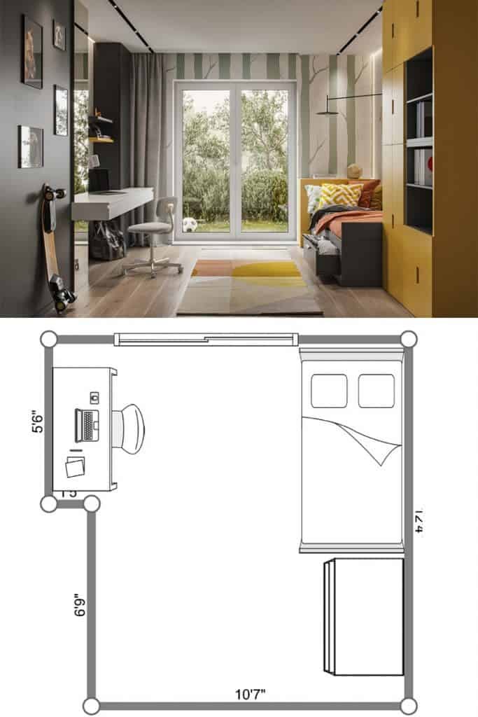 Bedroom layout ideas with sales desk