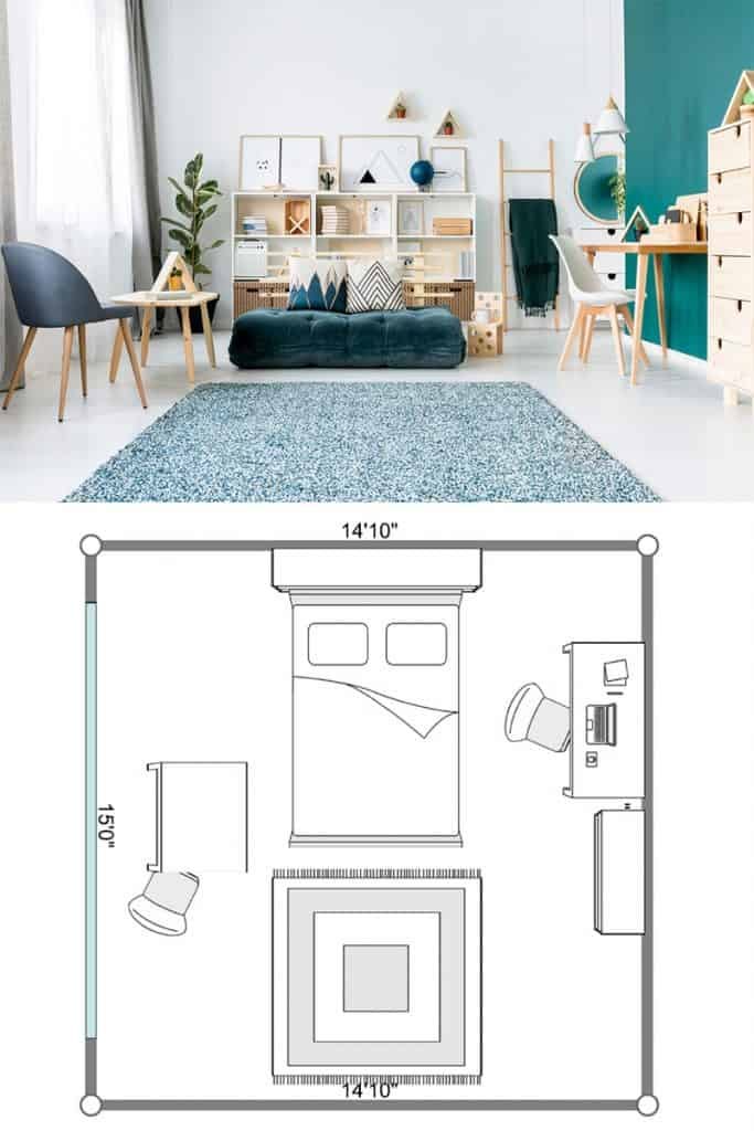 Bedroom layout deals ideas with desk