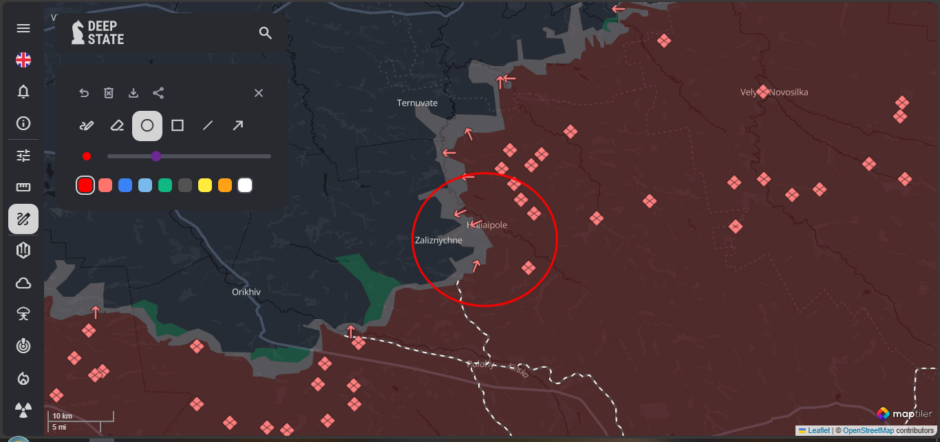 Hulyaipole Region | Screenshot Taken by Author | Website: DeepStateMAP | Day 1446 | Map of the war in Ukraine