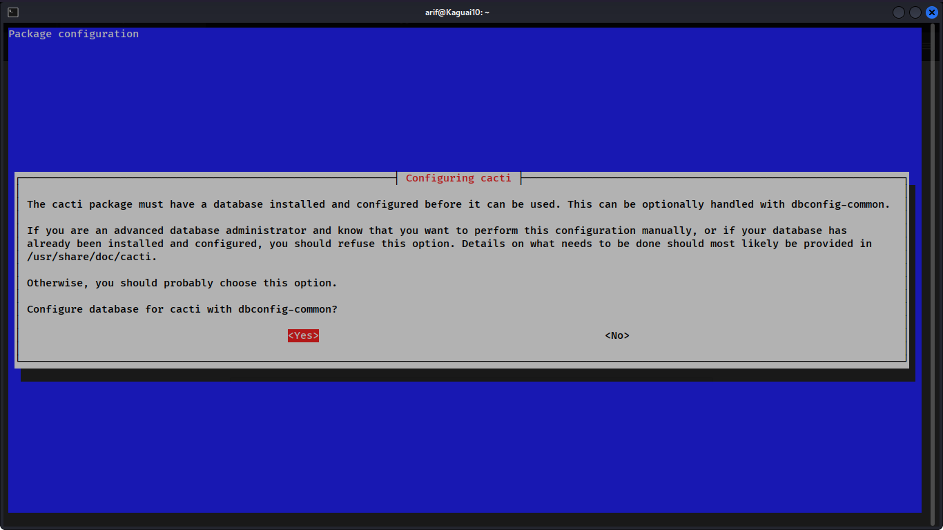 Configure database for cacti