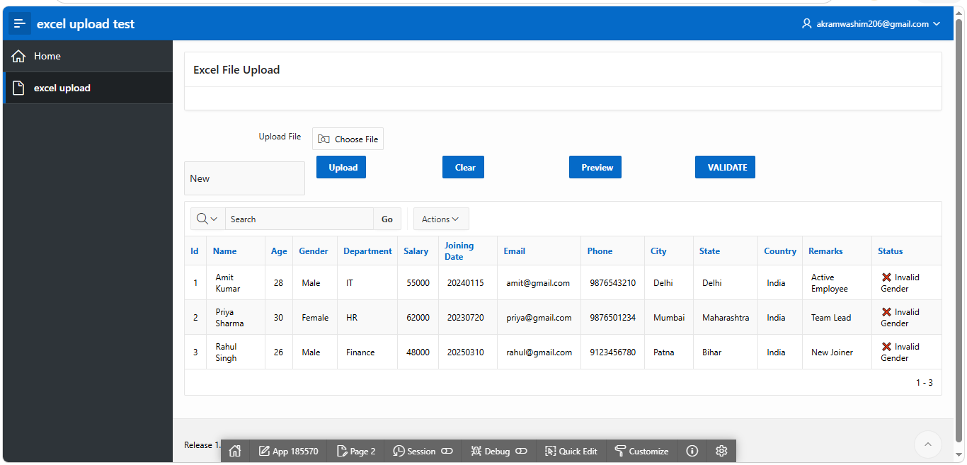 Building an Advanced Excel Upload and Validation System in Oracle APEX Using APEX_COLLECTION