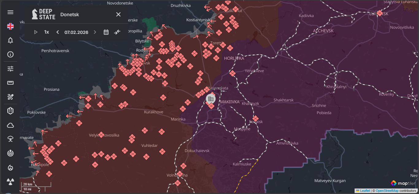 Donetsk Region | Screenshot Taken by Author | Website: DeepStateMAP | Day 1446 | Map of the war in Ukraine