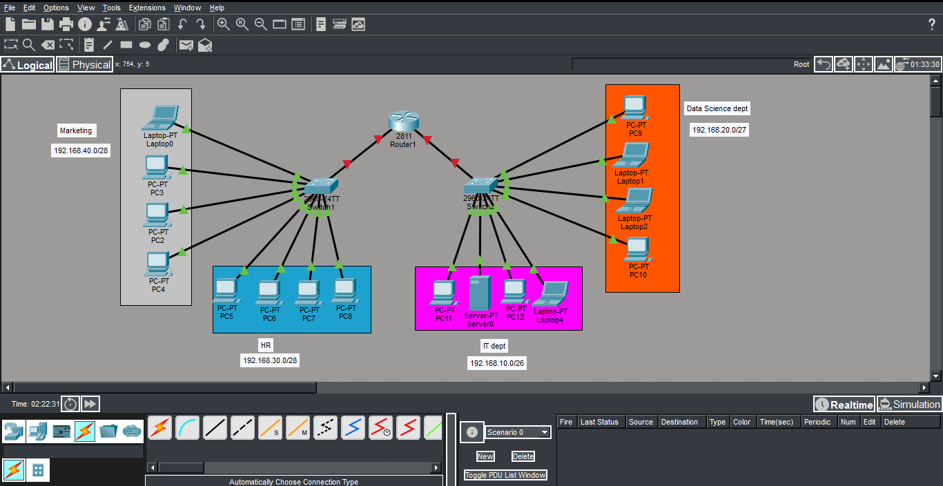 Building a Subnetted Network in Cisco Packet Tracer: A Step-by-Step Guide