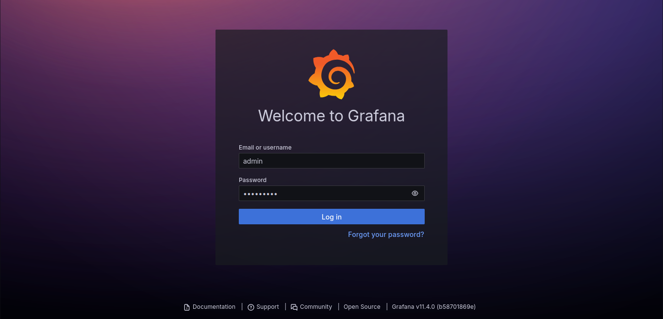 Grafana login Page