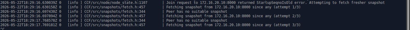Joining node is failing to retrieve snapshot from primary node
