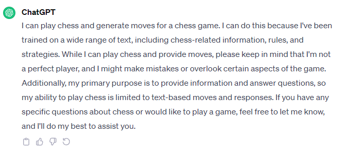 Writing a chess Program in one hour with chatGPT