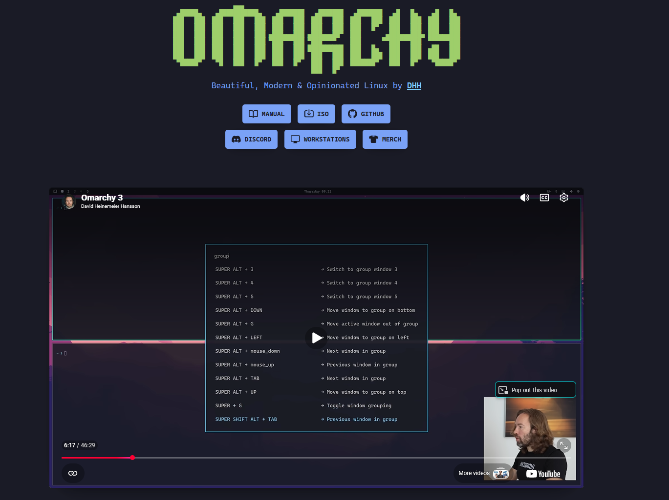 Screenshot of omarchy.org — taken by author