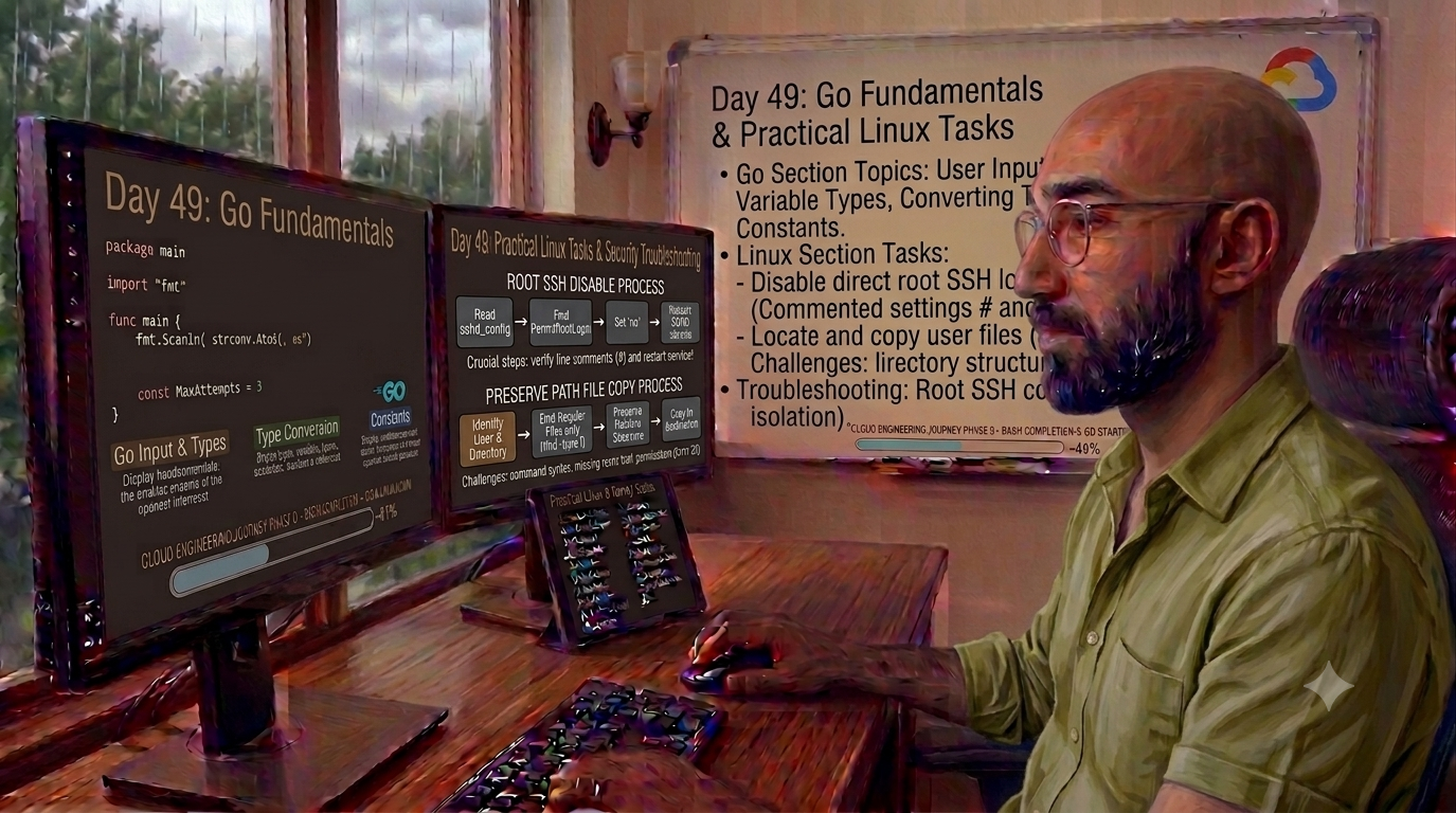 Day 49 of My Cloud Engineering Journey: Go Fundamentals, Linux Security, and Troubleshooting Access…