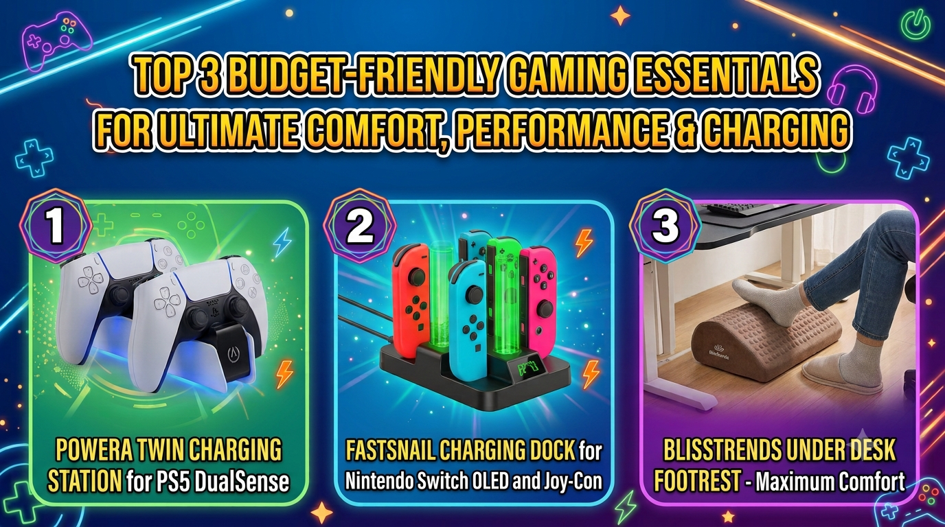Top 3 Budget-Friendly Gaming Essentials to Improve Comfort, Performance & Controller Charging