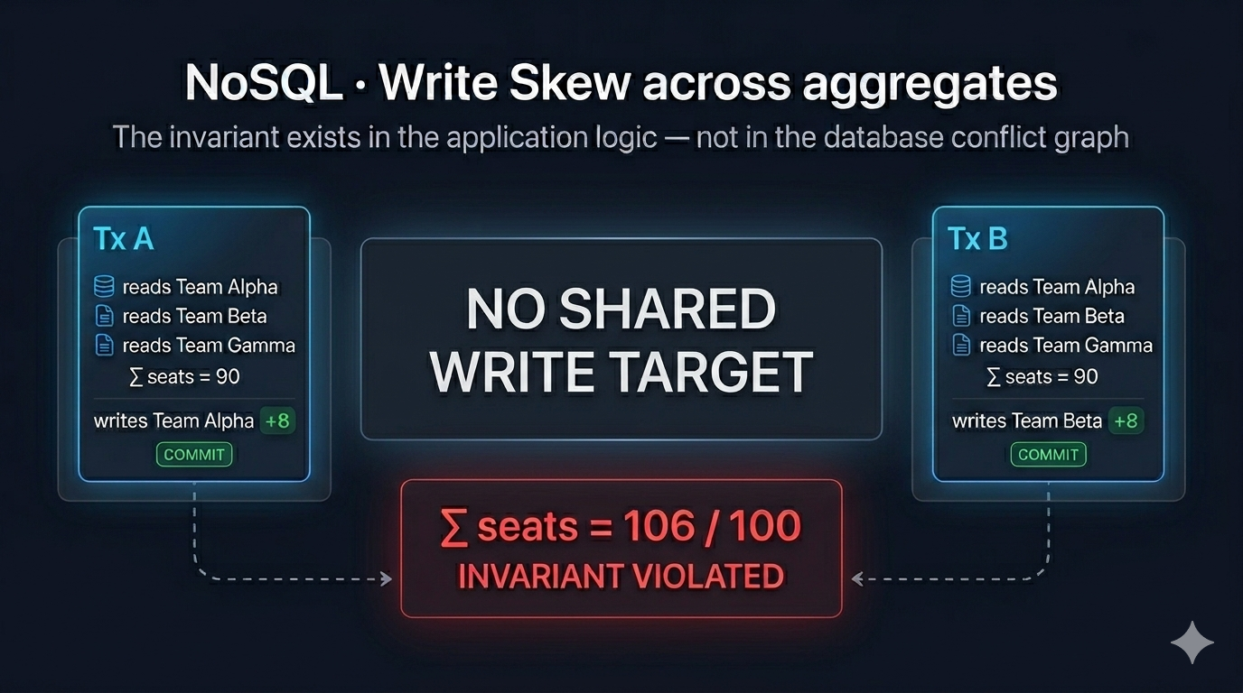 Read-Modify-Write isolation in NoSQL, part 2: When the invariant spans multiple aggregates.