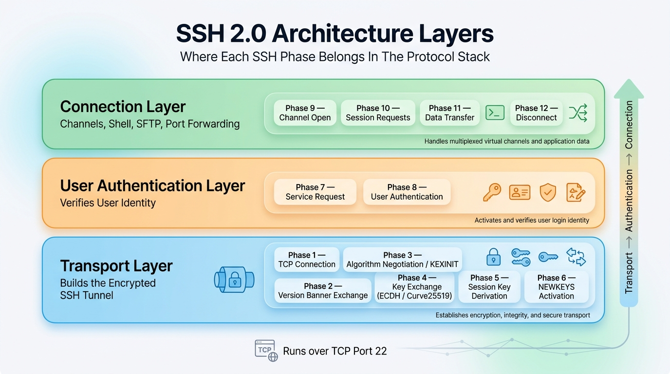 SSH 2.0 Architecture Layers (3 Layers)