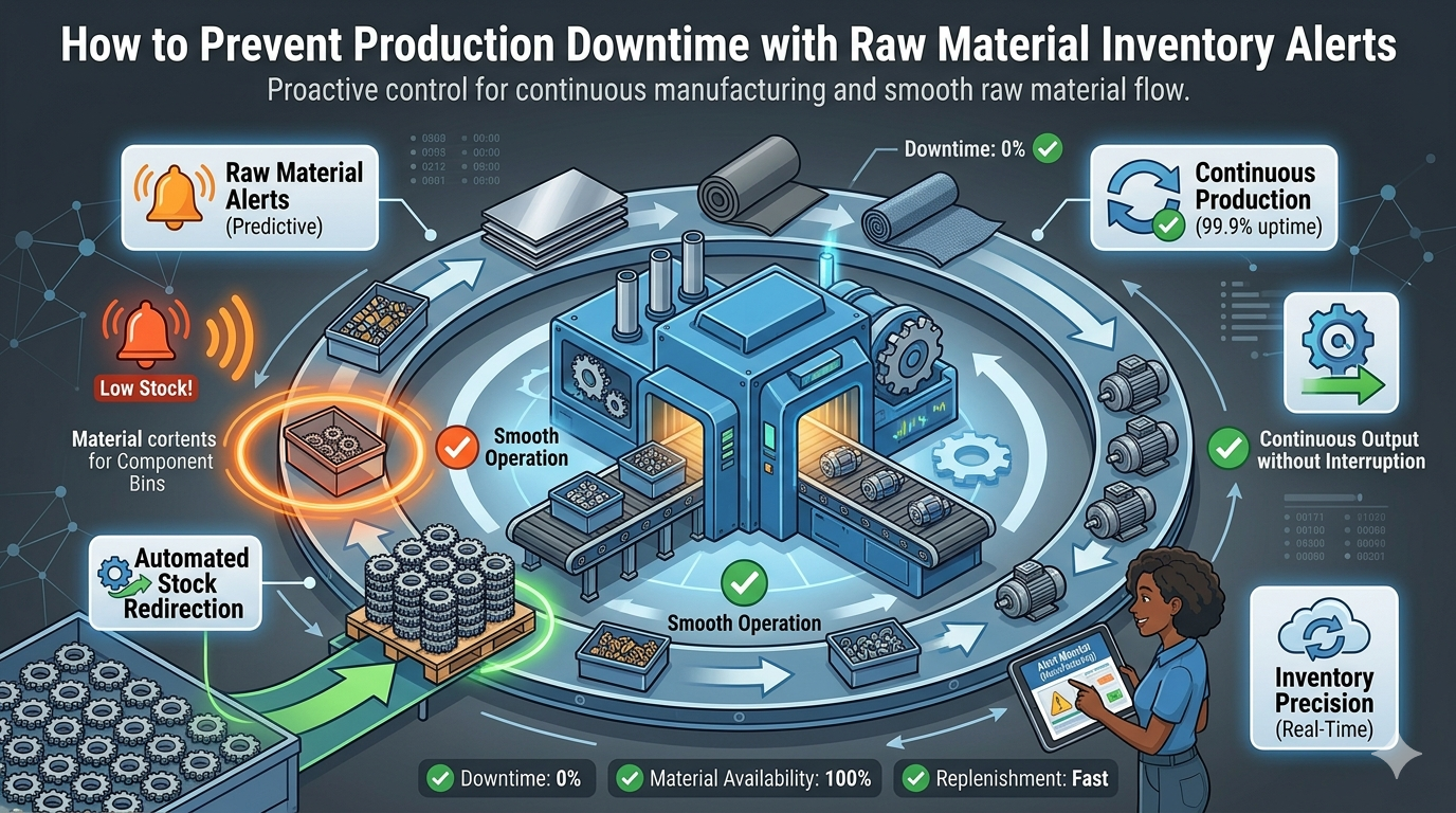 How to Prevent Production Downtime with Raw Material Inventory Alerts