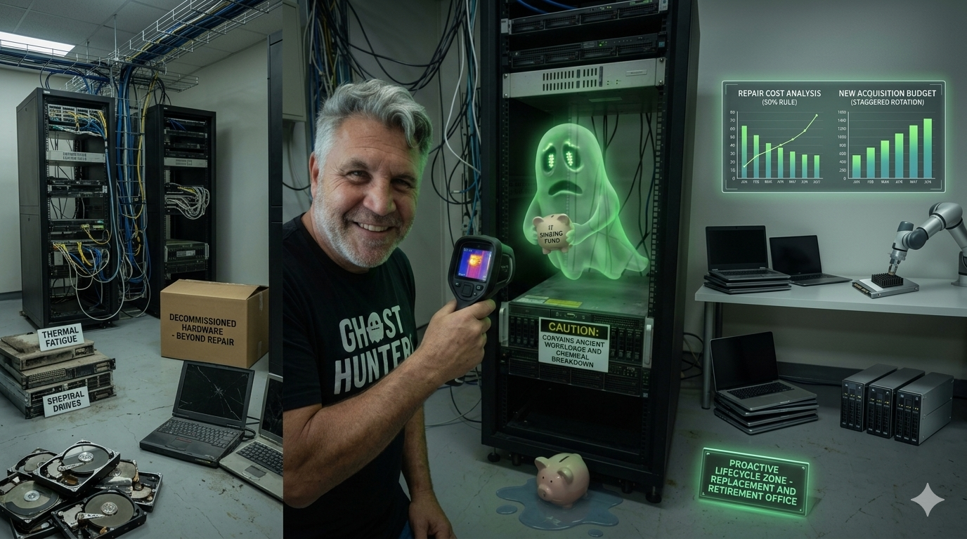 Is that an old server fan whirring, or is your server room actually haunted? 👻 Either way, it’s costing you money. Here is how to know when to repair your tech vs. when to finally lay it to rest.