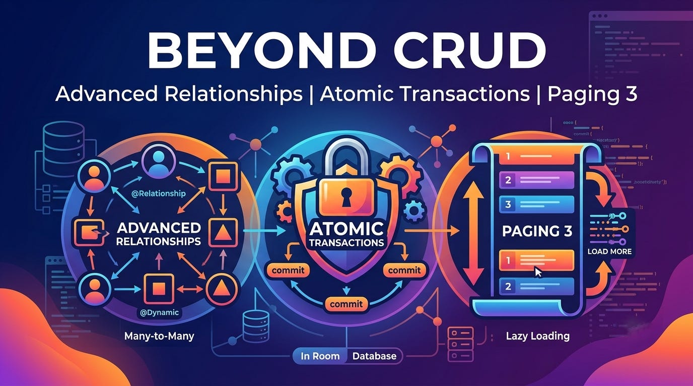 Part 4: Beyond CRUD: Advanced Relationships, Atomic Transactions, and Paging 3 in Room
