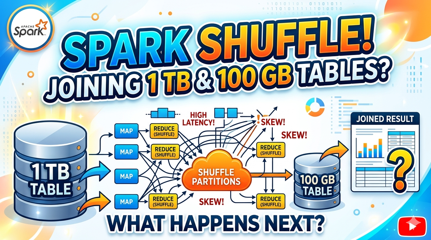 Spark Shuffle Partitions Interview Question: What Happens When You Join 1 TB and 100 GB Tables?