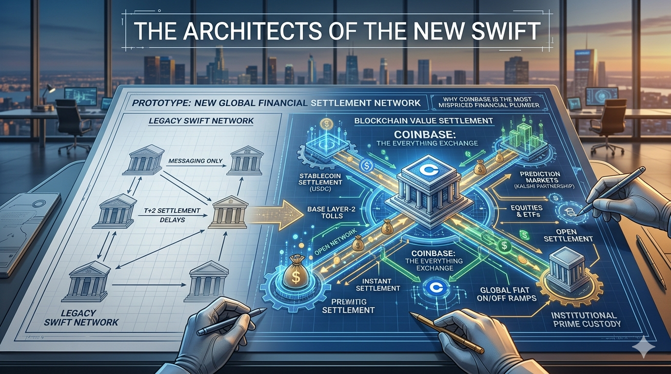 The Architects of the New SWIFT: Why Coinbase is the Most Mispriced Financial Plumber of Our…