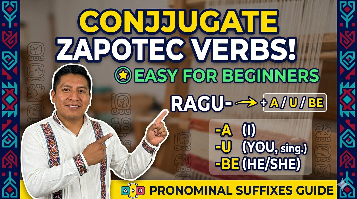 How to conjugate verbs in the Zapotec language adding pronominal suffixes (ending attachments)