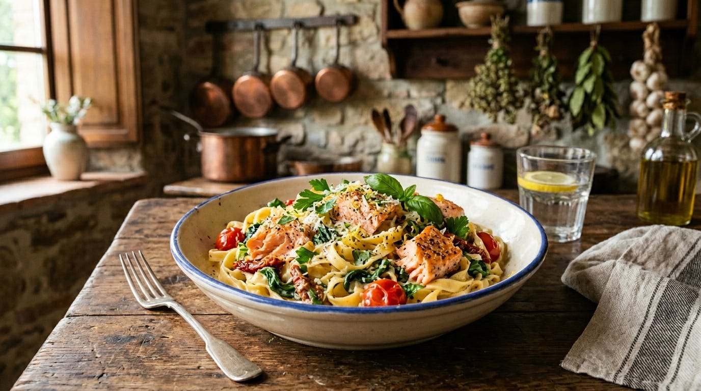 Light Creamy Tuscan Salmon Pasta: A Heartfelt Family Tradition