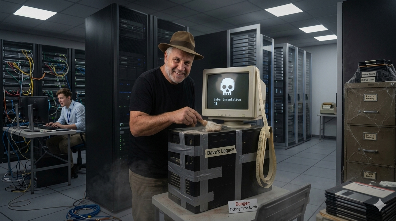 Meet Dave. He’s your only IT guy, he’s retiring next year, and he’s the only human alive who knows the login incantation for your core business software. 🧙♂️💻