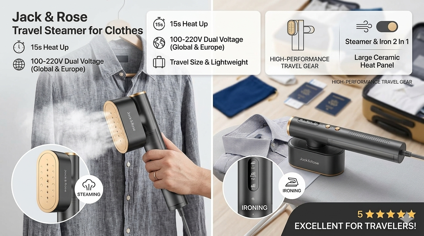 Jack & Rose Travel Steamer Review 2026: A Compact Dual Voltage Steam Iron for Global Travel