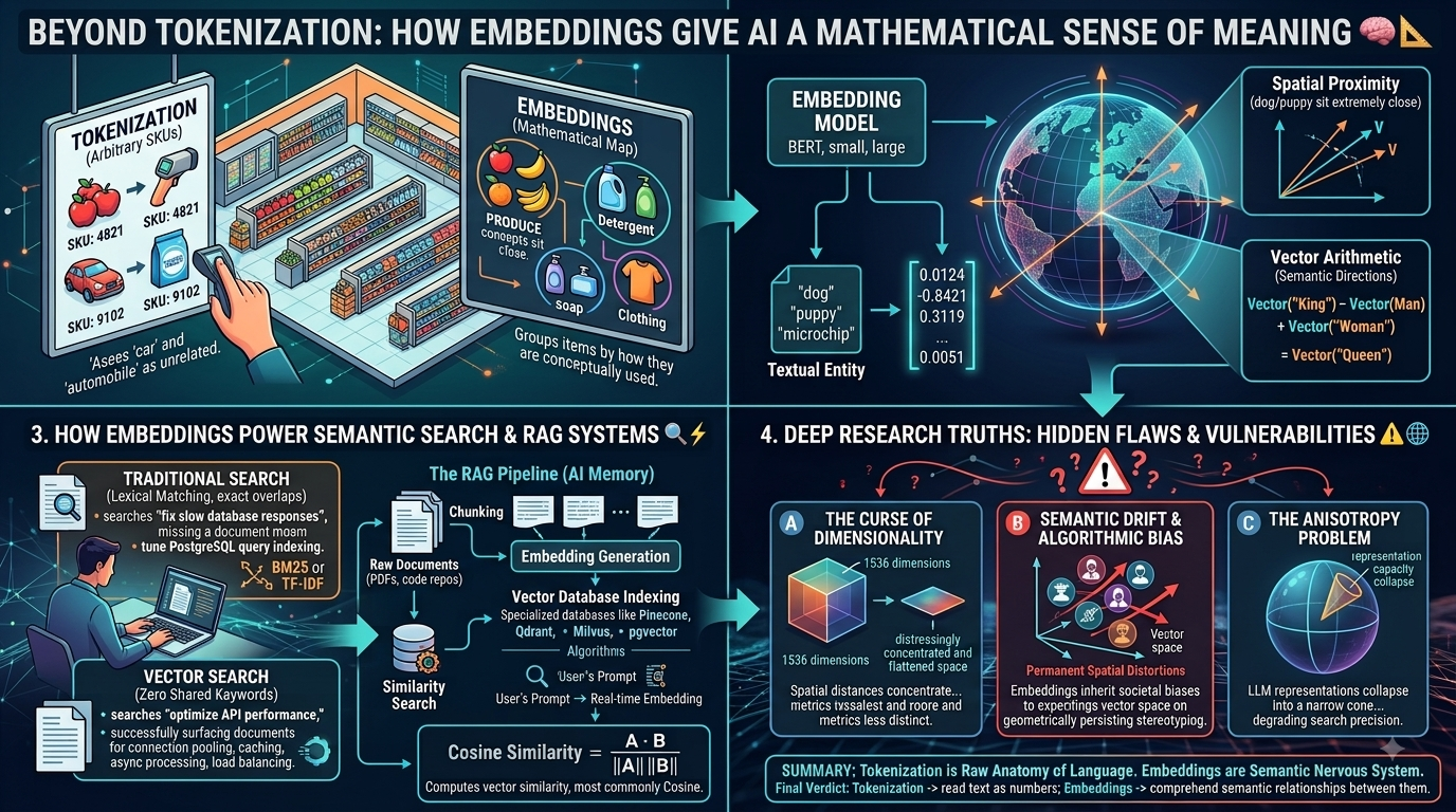 Beyond Tokenization: How Embeddings Give AI a Mathematical Sense of Meaning 🧠📐
