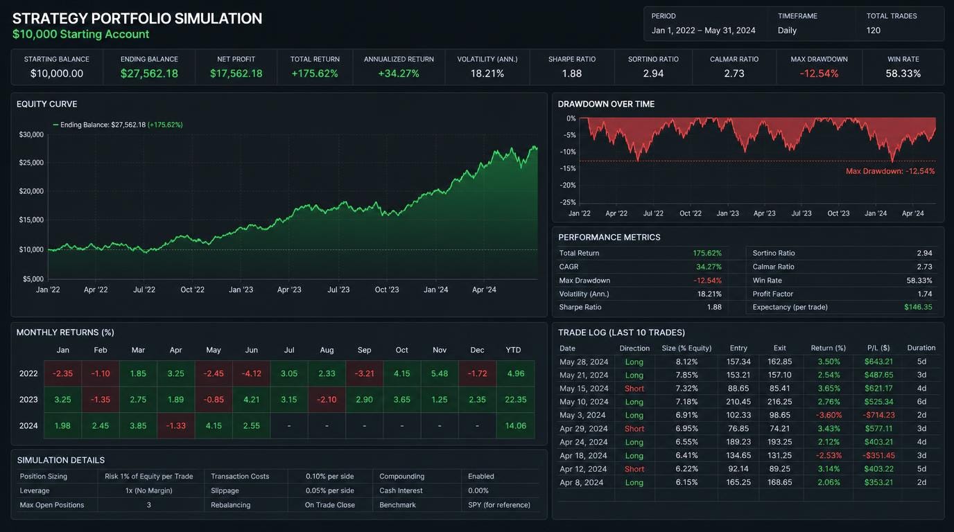 I Gave My Trading Strategy a $10,000 Starting Account — Here’s the Equity Curve