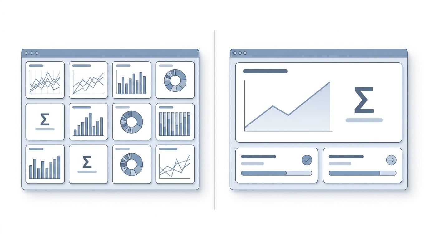 Diagram comparing two dashboard interfaces side by side