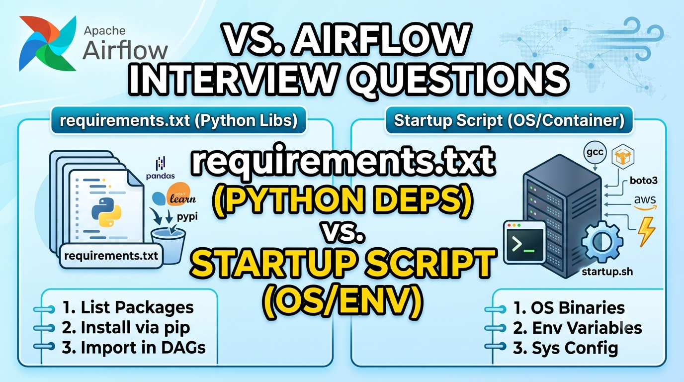 Airflow Interview Questions : Whats difference between requirements.txt