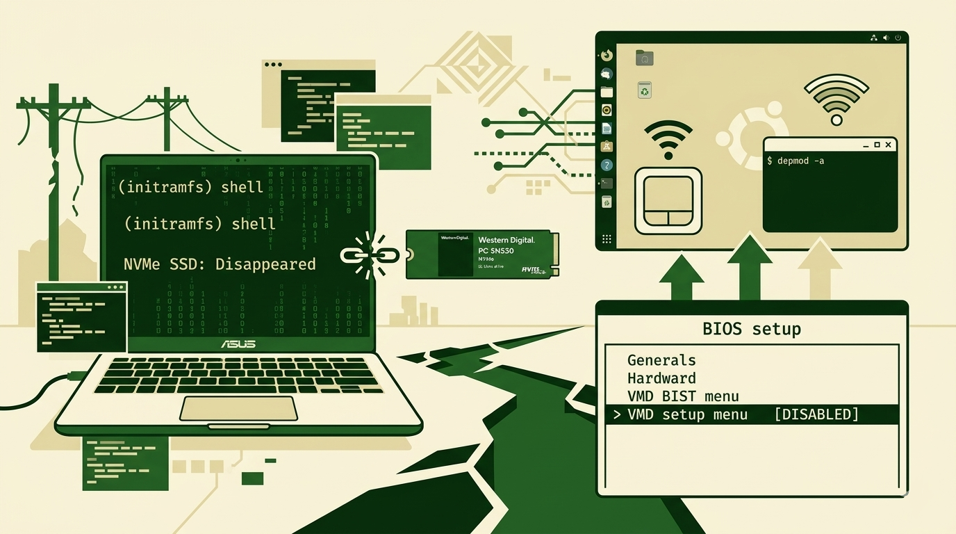 Bypassing initramfs and a Disappeared NVMe SSD: A Cascading Ubuntu Linux Troubleshooting Guide