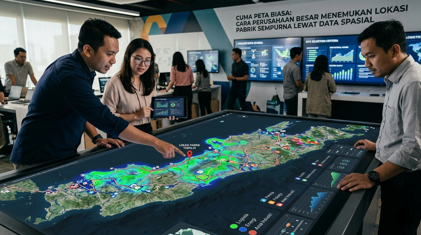 Bukan Cuma Peta Biasa: Cara Perusahaan Besar Menemukan Lokasi Pabrik Sempurna Lewat Data Spasial.