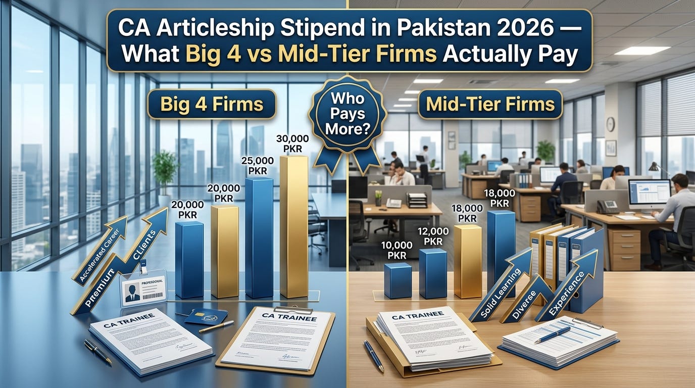 CA Articleship Stipend in Pakistan 2026 — What Big 4 vs Mid-Tier Firms Actually Pay