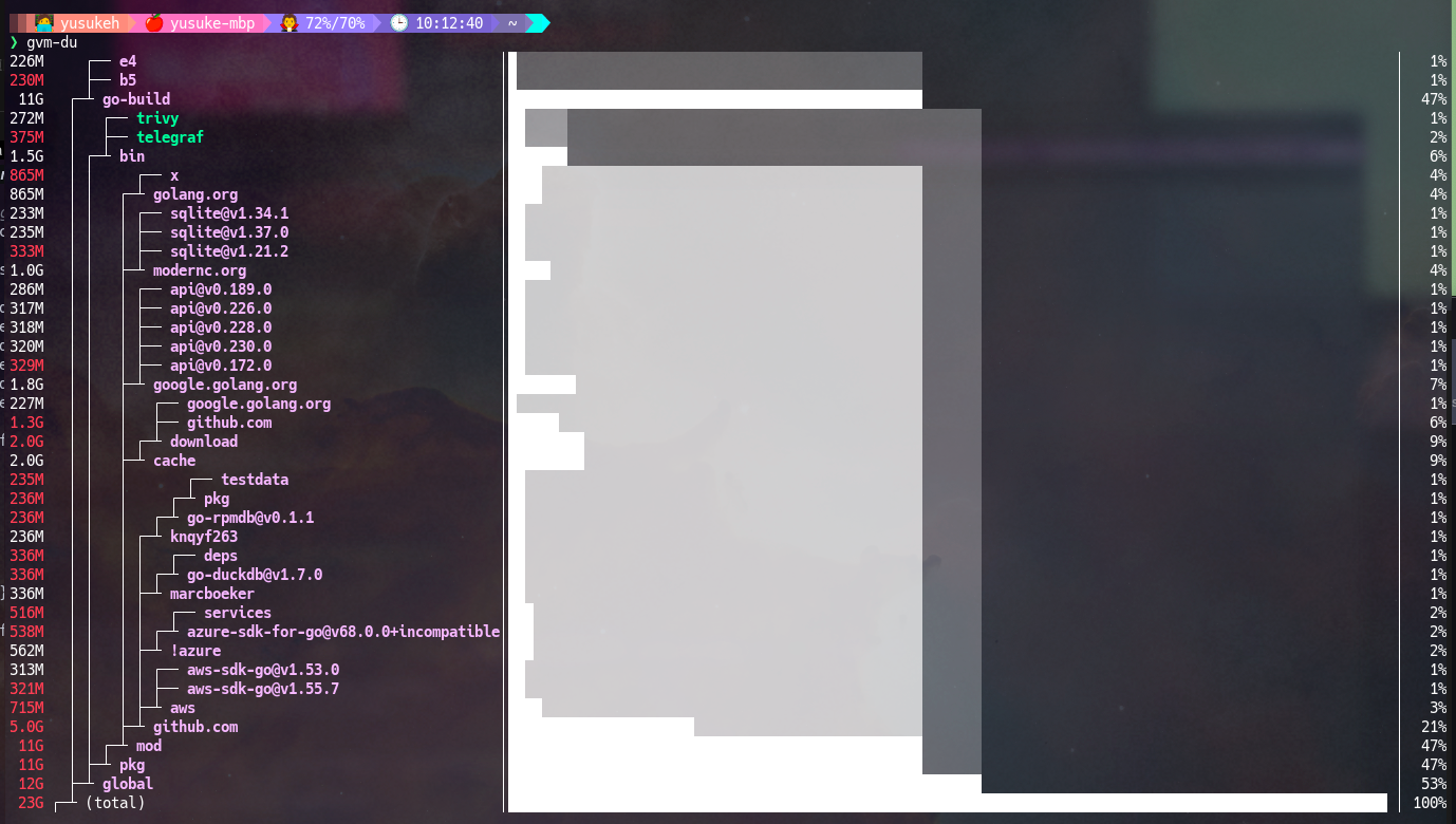 ターミナルがダサいとモテない。gvmとgupでgoのversion upとgo関連をまとめてupgradeする。