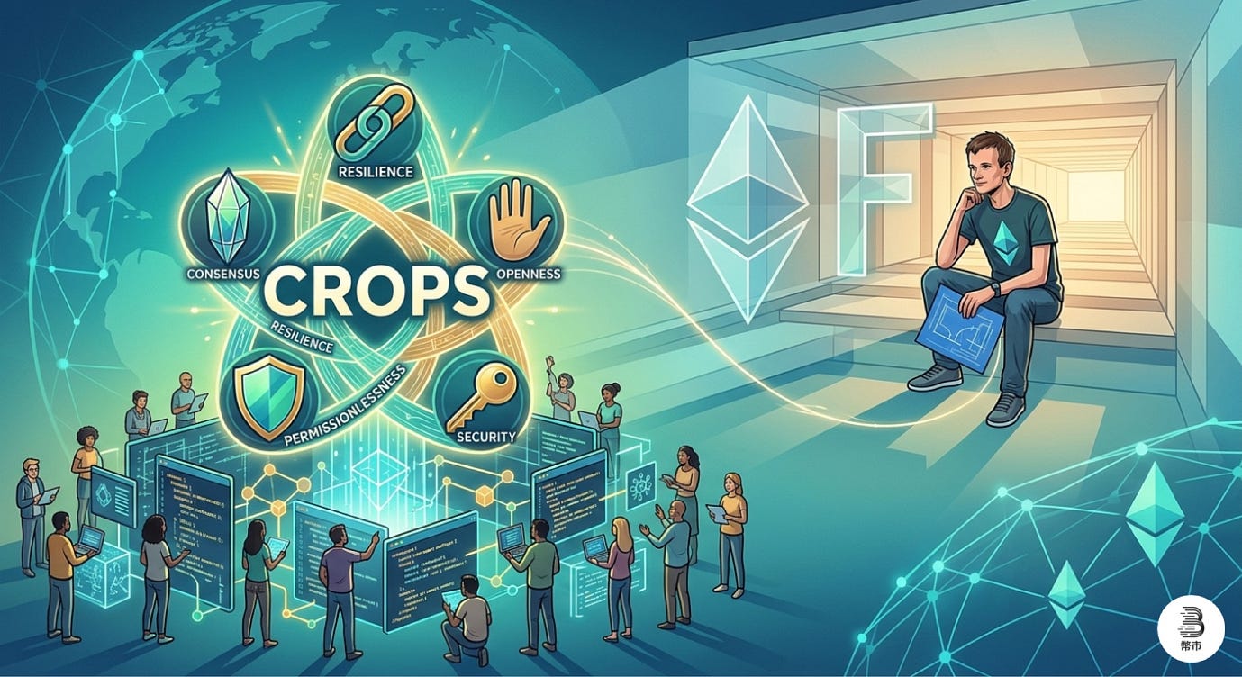 脫離中心化神話！Vitalik 詳解以太坊基金會轉型：退居幕後，捍衛「CROPS」底線