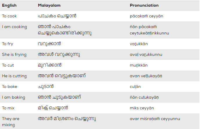 Malayalam Words With Food