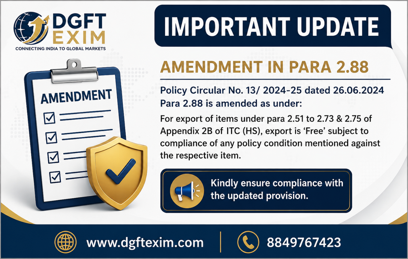 Amendment in Para 2.88 — What Exporters Need to Know