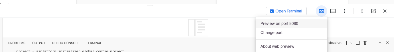 Previewing the application on GCP Web preview