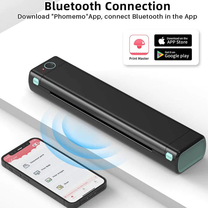 Portable A4 Paper Printer With Bluetooth And USB Connectivity For