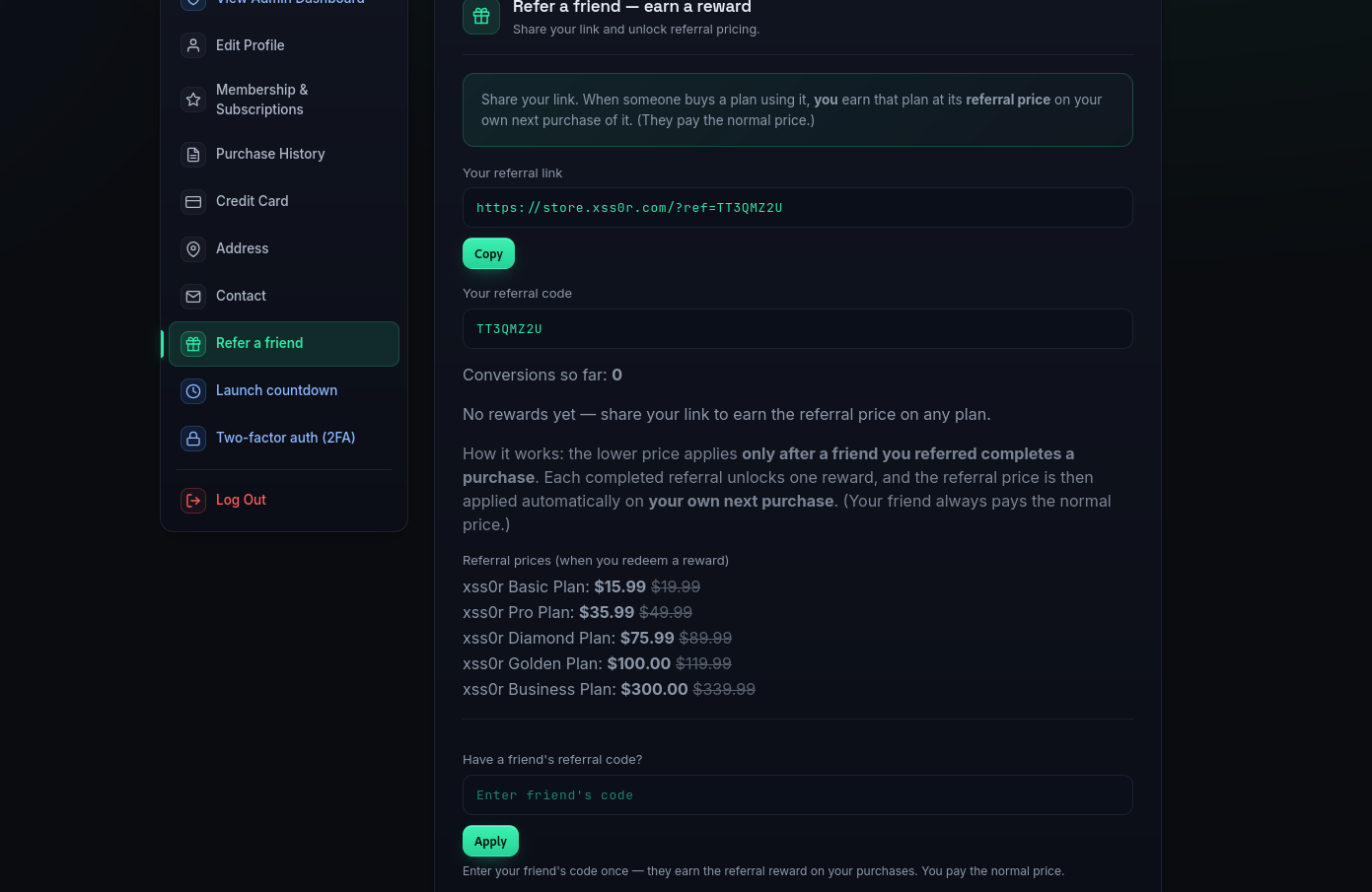 🚀 The xss0r Referral Program is now live!