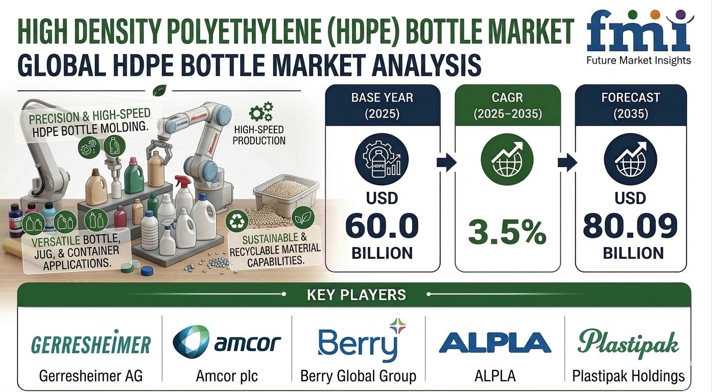 HDPE Bottle Market to Reach USD 80 Billion by 2035 as Sustainable Packaging and Consumer Demand…