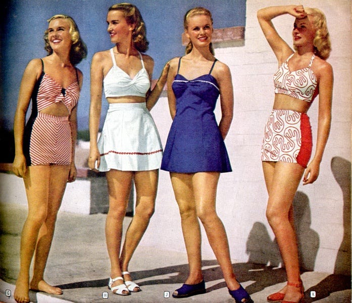 1940's Swimwear. The 1940s was the era when the midriff… | by Ria Bohra |  Medium