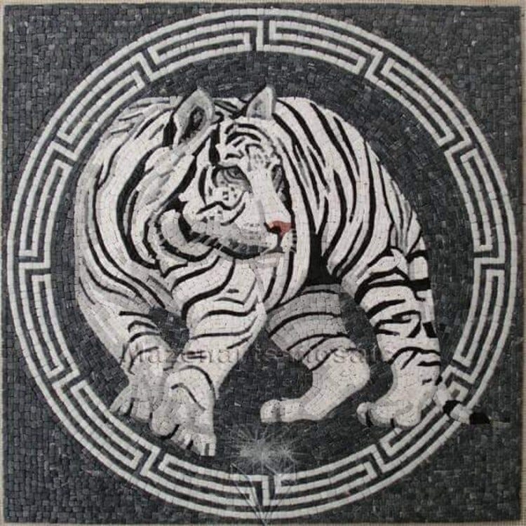 Mosaic Tiger Distressed Black Tee