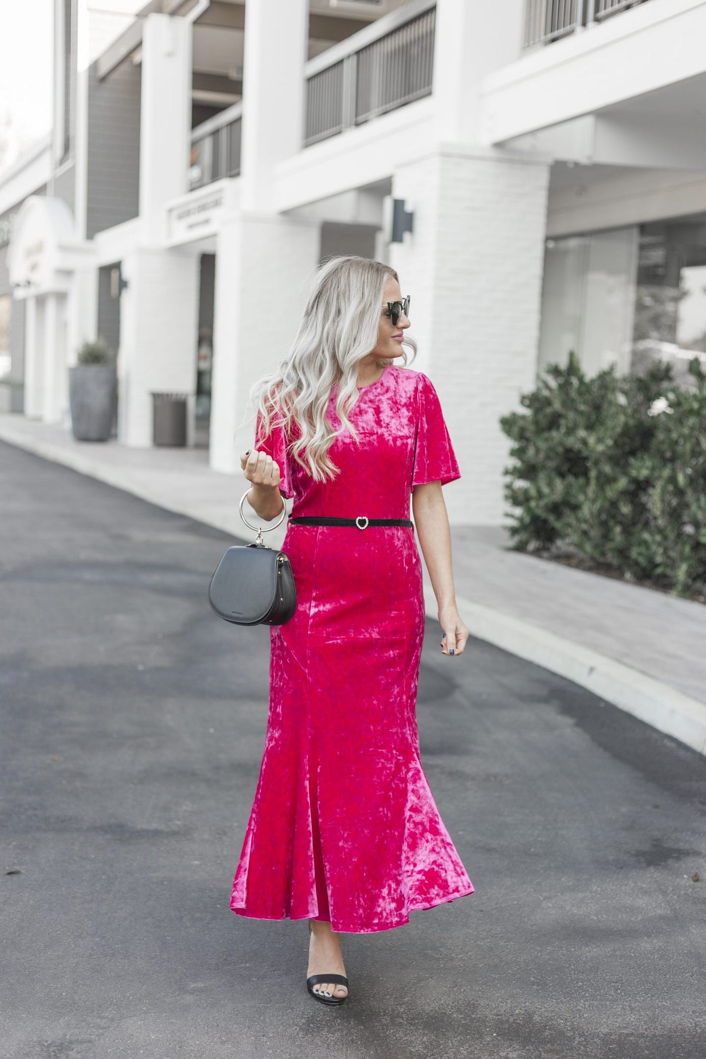 Pink midi dress and how to style it for the holiday season