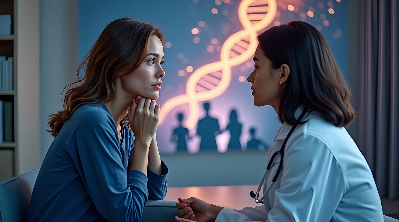 Emma learns her BRCA status: one gene, many generations at stake.