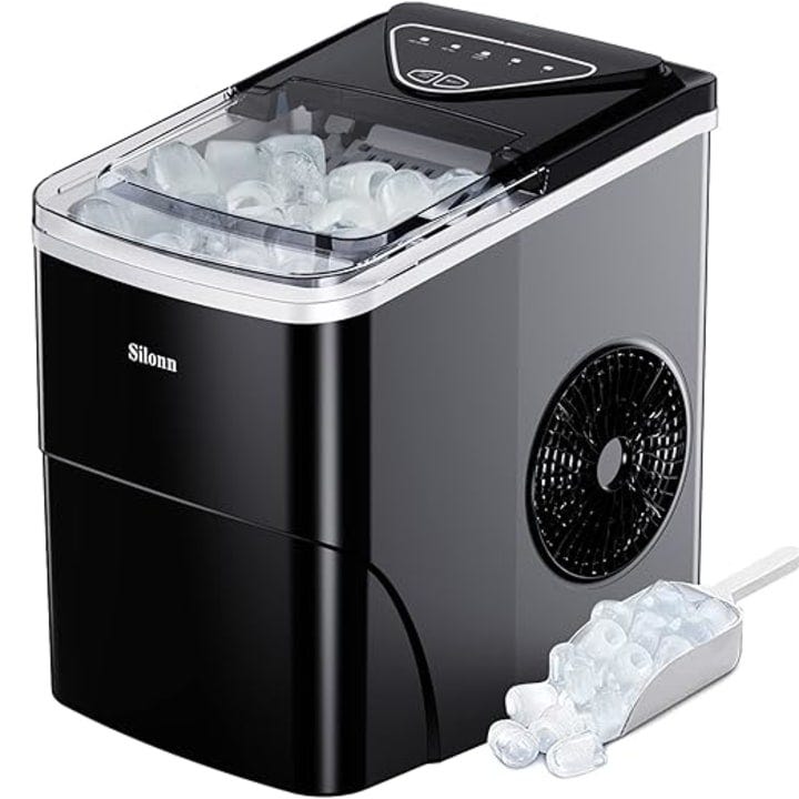 EUHOMY Ice Maker Countertop Machine - 26 lbs in 24 Hours, 9 Cubes Ready in  8 Mins, Electric ice maker and Compact potable ice maker with Ice Scoop and  Basket. Perfect for Home/Kitchen/Office.(Sliver) : Appliances 