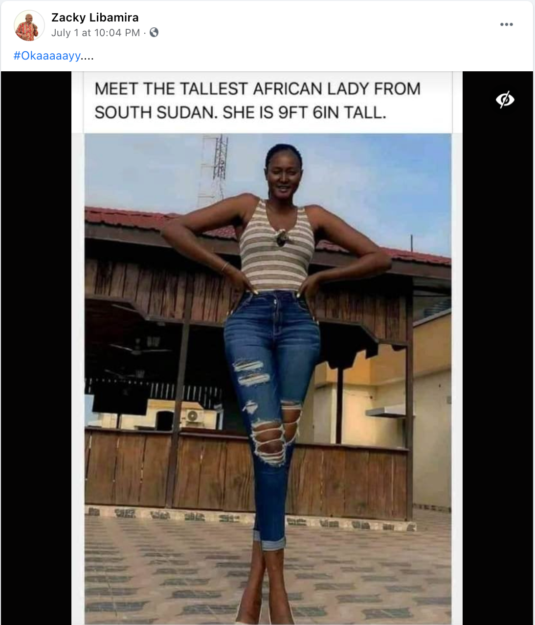 FALSE: South Sudanese fashion model, Aheu Kudum, is not 9 feet, 6